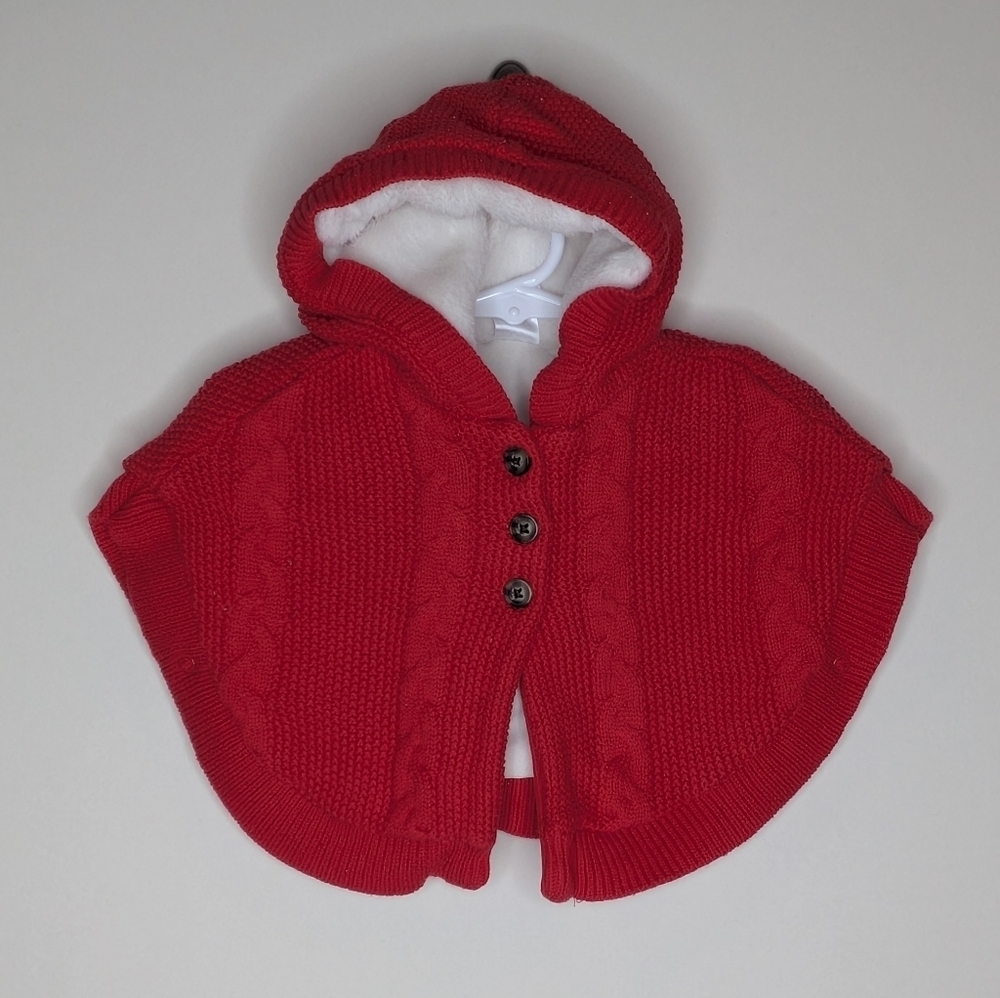 Carter's Red Fleece Lined Hooded Cape Sweater 3m